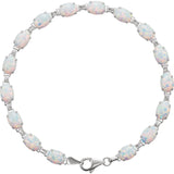 14K White Lab-Grown Opal Line Bracelet