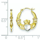 10K Yellow Gold & Rhodium Claddagh Hollow Hoop Earrings from Miles Beamon Jewelry - Miles Beamon Jewelry