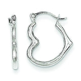 10K White Gold Hollow Heart Shaped Hoop Earrings