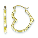 10K Hollow Heart Shape Hollow Hoop Earrings