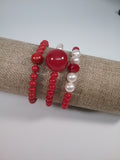 Ruby Beads and Freshwater Cultured Pearl Stretch Bracelet from Miles Beamon Jewelry - Miles Beamon Jewelry