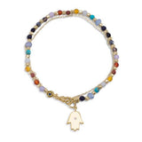 Double Strand 14 Karat Gold Plated Multistone Bracelet with Charm from Miles Beamon Jewelry - Miles Beamon Jewelry