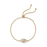 14 Karat Gold Plated Cubic Zirconia  Evil Eye "Friendship" Bolo Bracelet