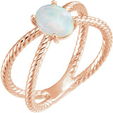 Sterling Silver Opal Cabochon Rope Ring from Miles Beamon Jewelry - Miles Beamon Jewelry