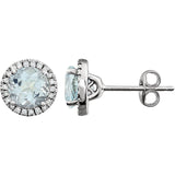 14k White Gold Aquamarine Post Earrings