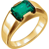 14K White Gold Created Emerald Men's Ring from Miles Beamon Jewelry - Miles Beamon Jewelry