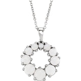 14K  White Gold Opal Halo-Style Necklace from Miles Beamon Jewelry - Miles Beamon Jewelry
