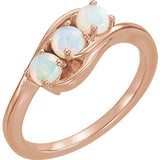 14K White Gold Opal Three Stone Ring from Miles Beamon Jewelry - Miles Beamon Jewelry