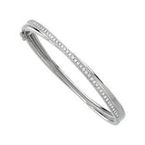 14K White Gold Diamond Bangle Bracelet