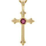 14k Yellow Gold Ruby Cross Pendant