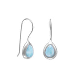 Rhodium Plated Pear Shape Larimar Earrings from Miles Beamon Jewelry - Miles Beamon Jewelry