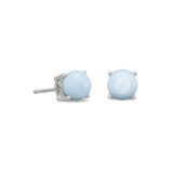 Rhodium Plated Larimar Stud Earrings from Miles Beamon Jewelry - Miles Beamon Jewelry