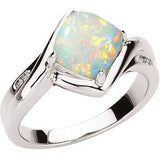14K White Gold Opal Ring