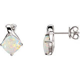 14K White Opal Earrings