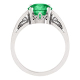 14K White Gold Created Emerald Ring