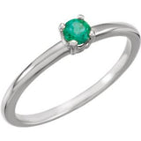 Sterling Silver Emerald "May" Youth Birthstone Ring from Miles Beamon Jewelry - Miles Beamon Jewelry