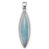 Rhodium Plated Marquise Larimar Pendant from Miles Beamon Jewelry - Miles Beamon Jewelry