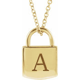 Sterling Silver 12.02x8 mm Engravable Lock 16-18" Necklace