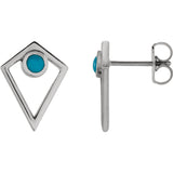 14K White Gold Opal Cabochon Pyramid Earrings from Miles Beamon Jewelry - Miles Beamon Jewelry