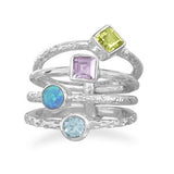 Sterling Silver Set of 4 Genuine Stones from Miles Beamon Jewelry - Miles Beamon Jewelry