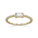 Sterling Silver Gold Tone Rectangle Cubic Zirconia Ring from Miles Beamon Jewelry - Miles Beamon Jewelry