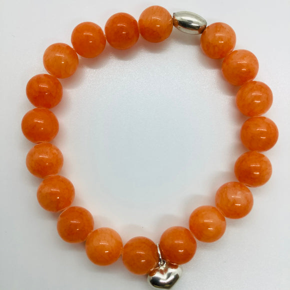 8mm Orange Jade Stretch Bracelet