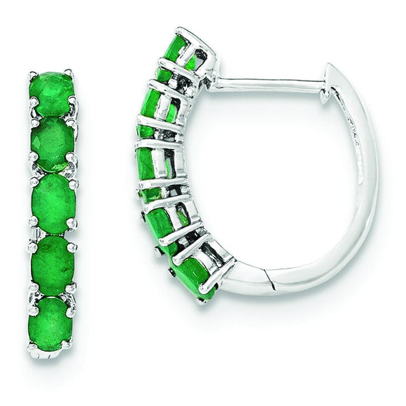 Sterling Silver Emerald Hinged Hoop Earrings from Miles Beamon Jewelry - Miles Beamon Jewelry