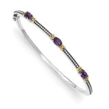Sterling Silver With 14kY Amethyst Hinged Bracelet from Miles Beamon Jewelry - Miles Beamon Jewelry