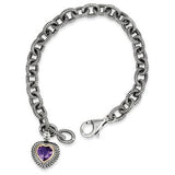 Sterling Silver With 14K Amethyst Heart Link Bracelet from Miles Beamon Jewelry - Miles Beamon Jewelry