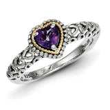 Sterling Silver With 14K Amethyst Heart Link Bracelet from Miles Beamon Jewelry - Miles Beamon Jewelry