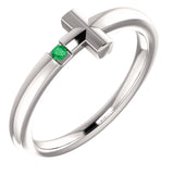 14K White Gold Emerald Youth Cross Ring from Miles Beamon Jewelry - Miles Beamon Jewelry