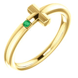 14K White Gold Emerald Youth Cross Ring from Miles Beamon Jewelry - Miles Beamon Jewelry