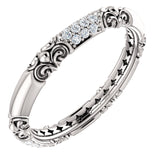 14K White Gold Diamond Sculptural Inspired Ring