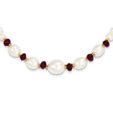 14K Fresh Water Cultured Pearl Faceted Garnet Bead Necklace