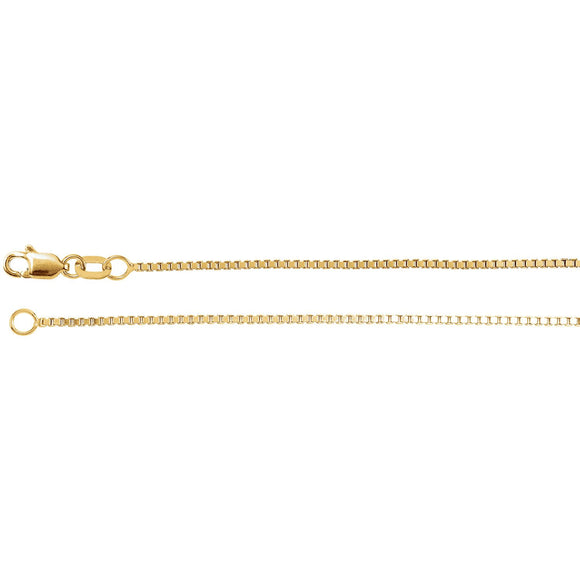 14K Yellow/White Gold and Sterling Silver 1mm Box Chain 
