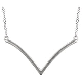 14K White "V" Necklace