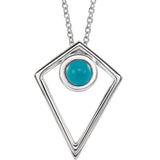14K White Gold Opal/ Turquoise/ Onyx Cabochon Pyramid Necklace