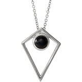 14K White Gold Opal/ Turquoise/ Onyx Cabochon Pyramid Necklace from Miles Beamon Jewelry - Miles Beamon Jewelry