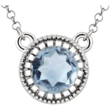 14k White Aquamarine "March" Birthstone Necklace