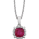 14K White Gold Ruby & Diamond Necklace