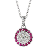 14k White Gold Ruby & Diamond Necklace