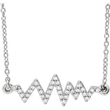 14K White Diamond "Heartbeat" Diamond Necklace