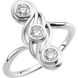 14K White Gold Diamond Three-Stone Ring