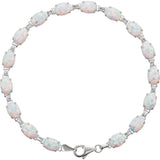 14K White Lab-Grown Opal Line Bracelet
