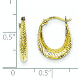 10K Yellow Gold Textured Hollow Hoop Earrings from Miles Beamon Jewelry - Miles Beamon Jewelry