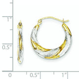 10K Yellow Gold & Rhodium Twist Hollow Hoop Earrings from Miles Beamon Jewelry - Miles Beamon Jewelry