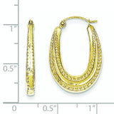 10K Textured Oval Hollow Hoop Earrings from Miles Beamon Jewelry - Miles Beamon Jewelry