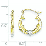 10K Yellow Gold & Rhodium Dolphin Heart Hollow Hoop Earrings from Miles Beamon Jewelry - Miles Beamon Jewelry
