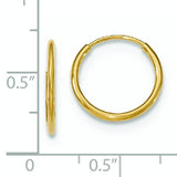 10K Yellow Gold Endless Tube Hoop Earrings from Miles Beamon Jewelry - Miles Beamon Jewelry