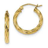 10K Yellow Gold Twisted Hoop Earrings 